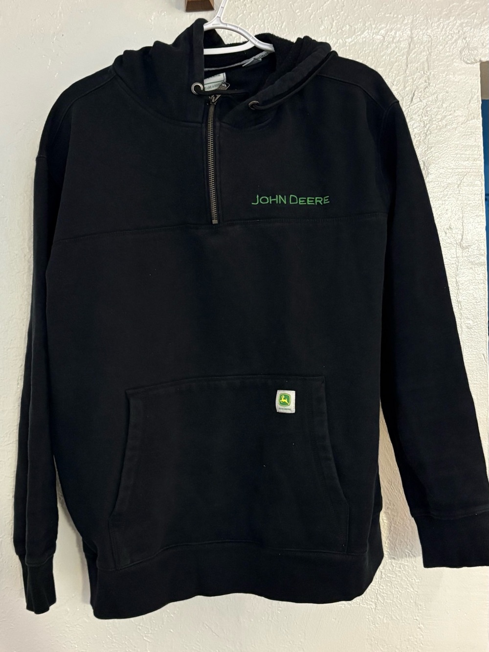 John Deere Black Half-Zip Hoodie
